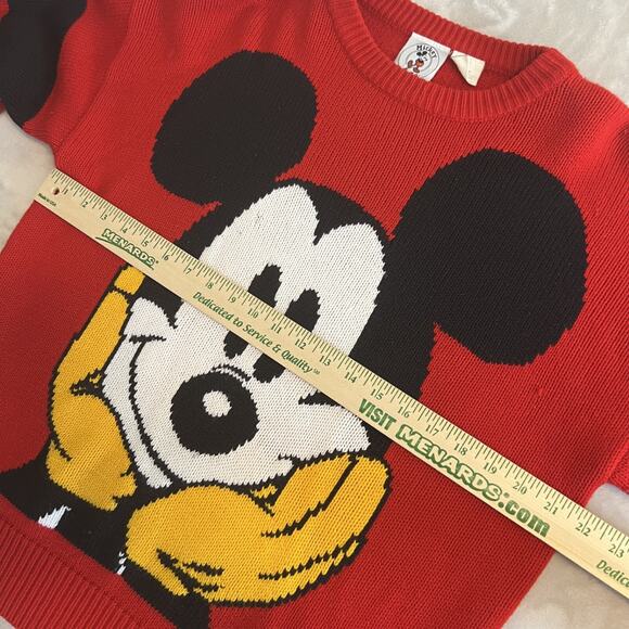 VTG Mickey & Co Sweater Adult Large Red Knit Mickey Mouse 90s Disneycore Retro - Picture 8 of 11